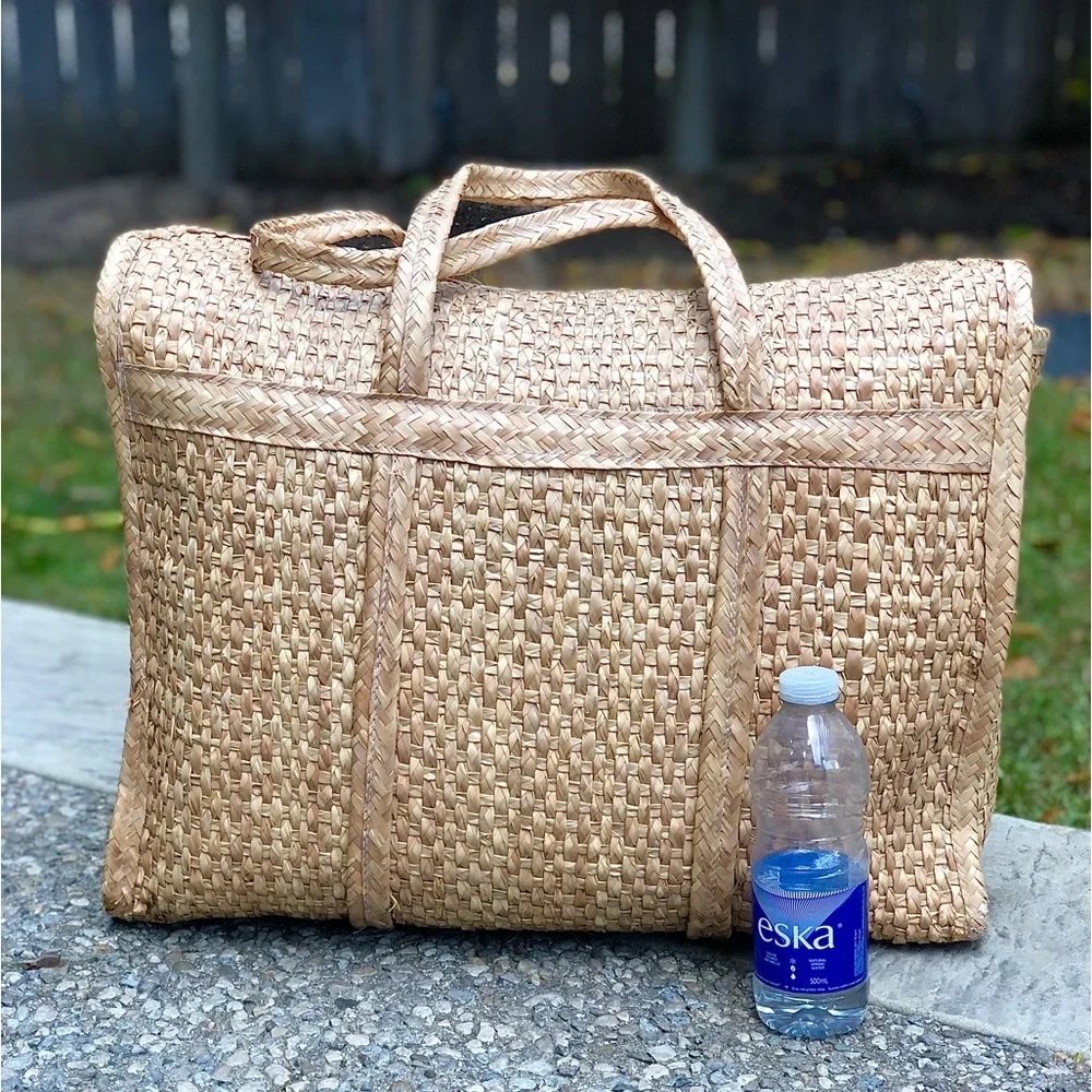 BOHO EMBROIDERED MEXICAN STAW TOTE BAG / Weekend/Picnic/Beach/Travel Bag - Picture 3 of 16